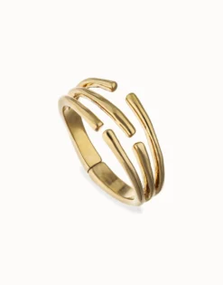 Pulsera rígida con múltiples formas orgánicas entrelazadas bañada en oro 18k