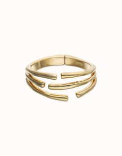 Pulsera rígida con múltiples formas orgánicas entrelazadas bañada en oro 18k