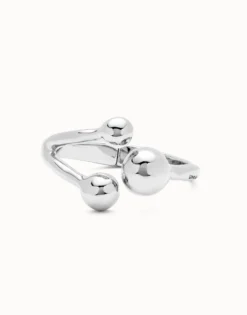 Pulsera rígida con tres bolas bañadas en plata de ley