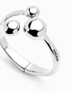 Pulsera rígida con tres bolas bañadas en plata de ley