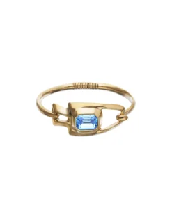 Pulsera semirrígida bañada en oro 18k con cristal facetado azul