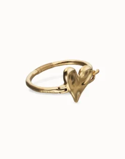 Pulsera semirrígida bañada en oro 18k y detalle de corazón