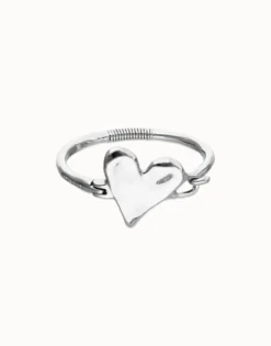 Pulsera semirrígida bañada en plata de ley con detalle de corazón