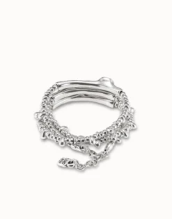 Pulsera triple bañada en plata de ley y cristal .