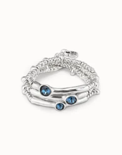 Pulsera triple bañada en plata de ley y cristal .