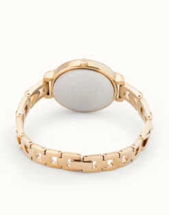 Reloj bañado en oro 18k con correa metálica y esfera redonda con interior blanco
