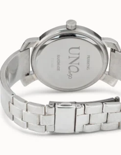 Reloj bañado en plata con esfera negra