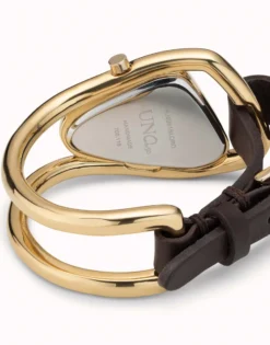 Reloj de piel y metal bañado en oro de 18K