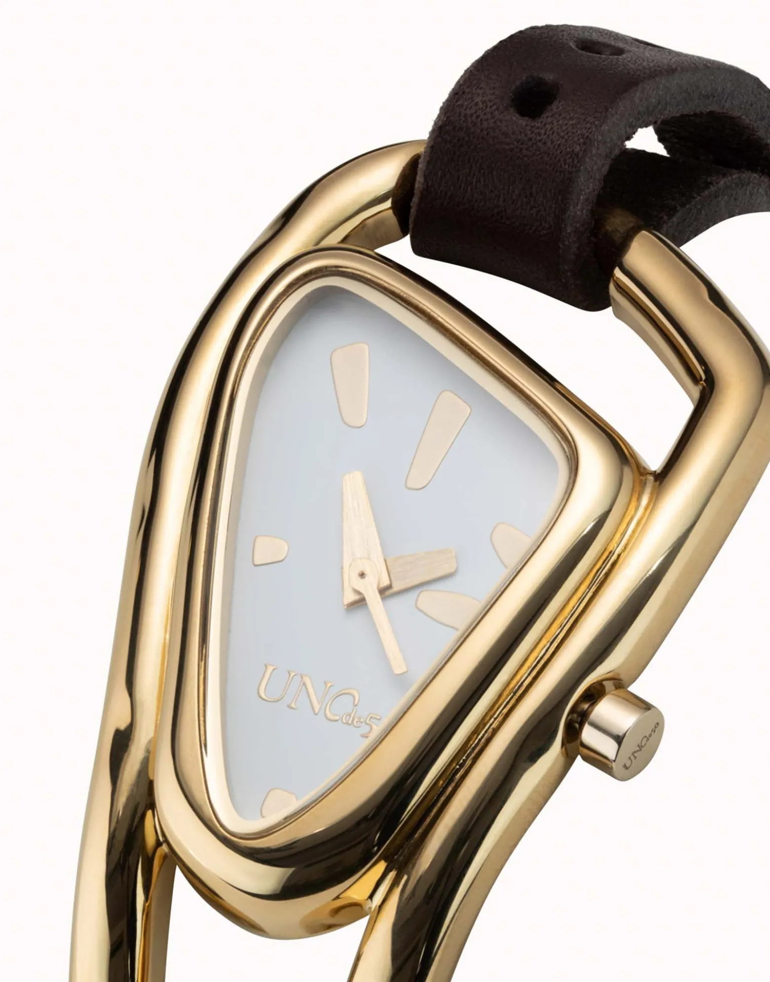 Reloj de piel y metal bañado en oro de 18K