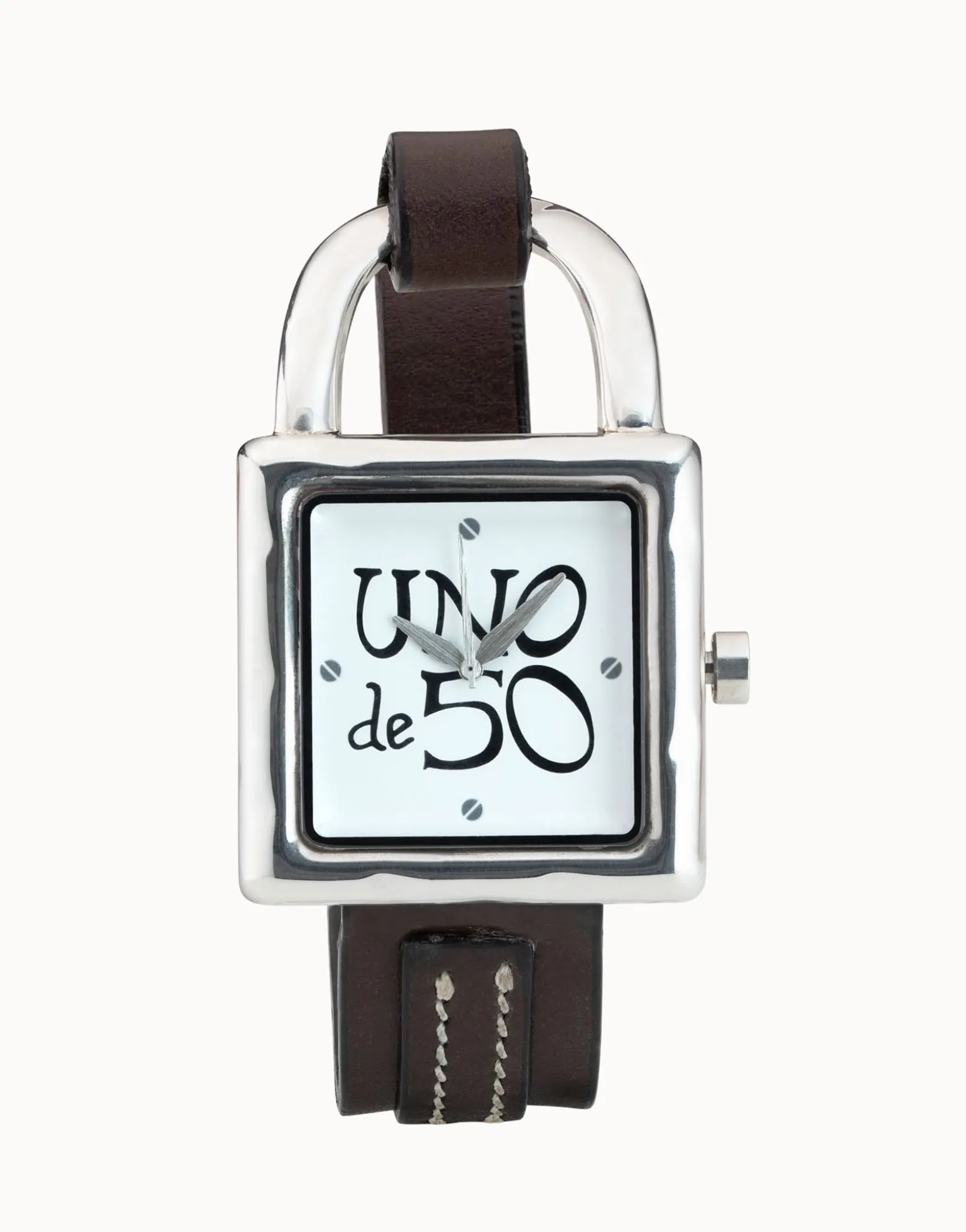 Reloj mujer con correa de cuero y bañado en plata de ley
