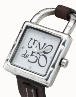 Reloj mujer con correa de cuero y bañado en plata de ley