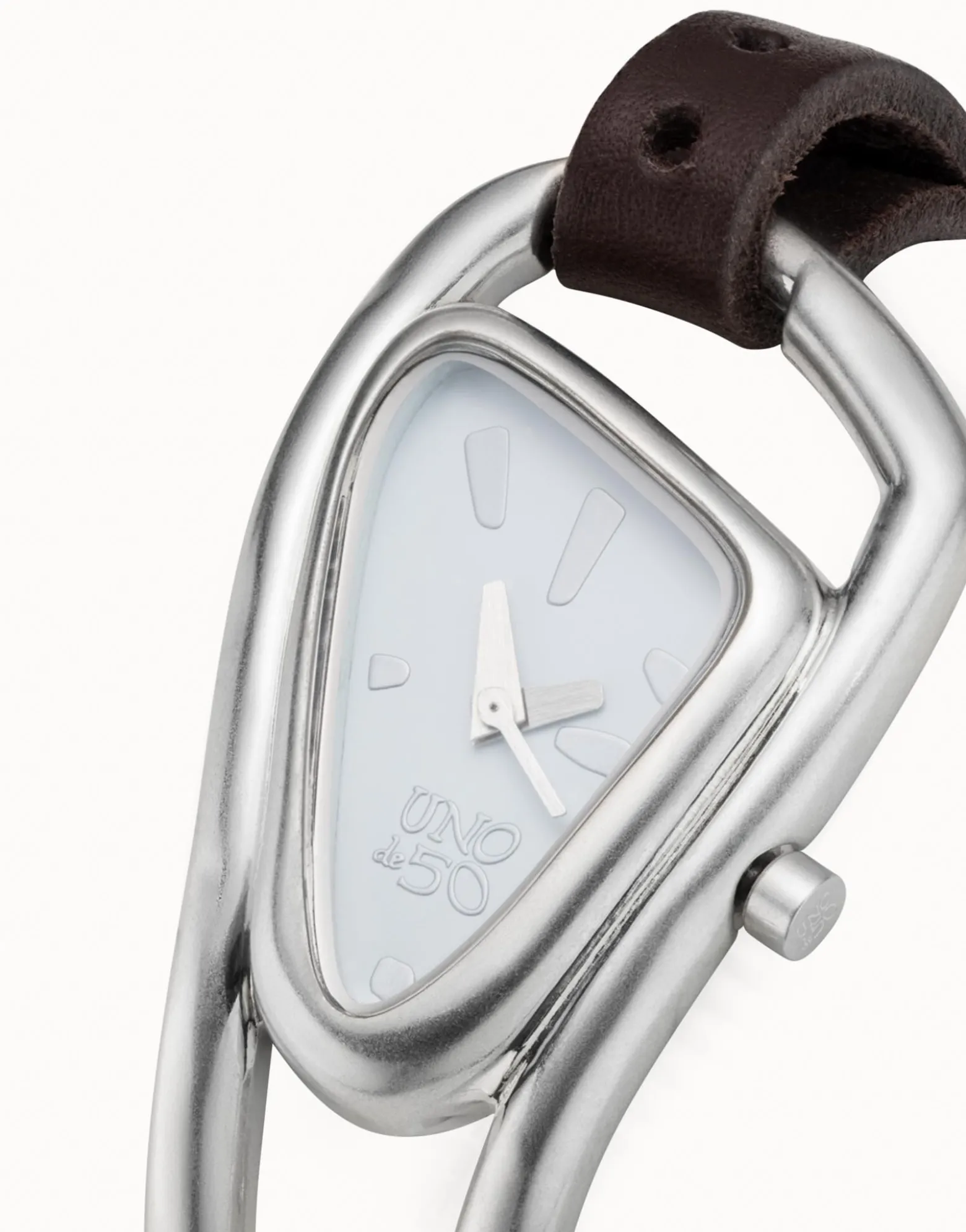Reloj mujer con cuero y metal bañado en plata de ley