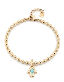 Tobillera bañada en oro 18k con fornitura de bolas