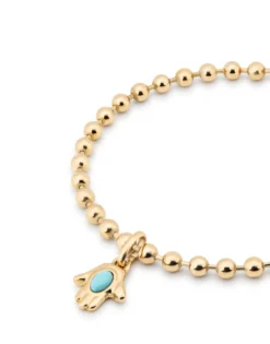 Tobillera bañada en oro 18k con fornitura de bolas